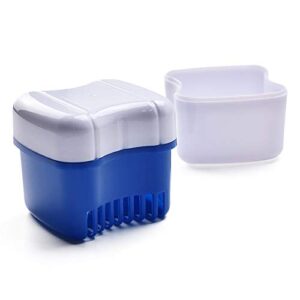 Folca Denture box double-layer portable storage box Denture Bath Cases, Denture Cups, Denture Boxes Bath, Denture Case, Dentures Container with Basket Denture Holder