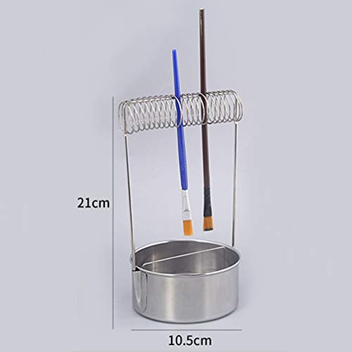 Adtop Portable Brush Washer Stainless Steel Paint Brush Basin with Brush Organizer for Art Brushes Cleaning and Drying