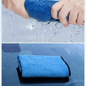 AstroAI Microfiber Towels for Cars, 6-Pack Absorbent and Reusable Microfiber Cleaning Cloth for Car/Domestic Cleaning, Yellow, Blue, Gray, 16" x 16"