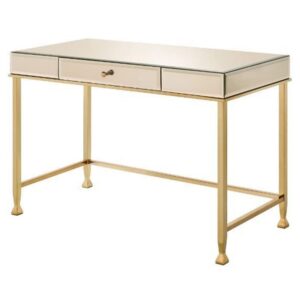 acme furniture canine writing desk, smoky mirroed and champagne finish