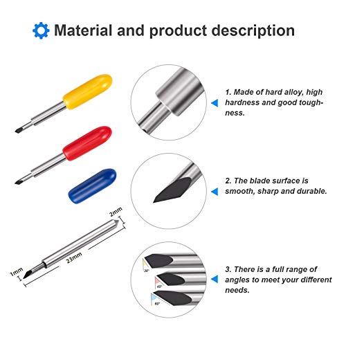 30PCS Fine Point Blades,STREWEEK Cutting Blades for Cricut Explore Air 2/Air 3/ Maker 3 Expression, Including 5PCS 30°Shallow Blades, 20PCS 45°Standard Blades and 5PCS 60°deep Cutting Blades