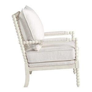 OSP Home Furnishings Kaylee Spindle Accent Chair, 26.5” W x 32.25” D x 37” H, Antique White Frame with White Linen Fabric