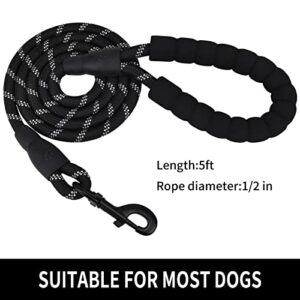 Panykoo 5/6 FT Strong Pet Dog Leash with Highly Reflective Threads,360-Degree No Tangles and Comfortable Padded Handle,Suitable for Small,Medium and Large Dogs