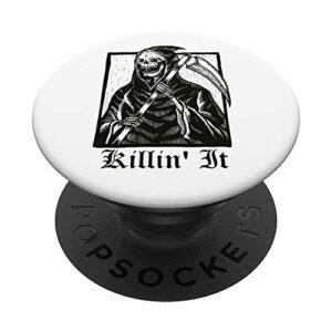 grim reaper killin' it creepy vintage gothic horror popsockets popgrip: swappable grip for phones & tablets