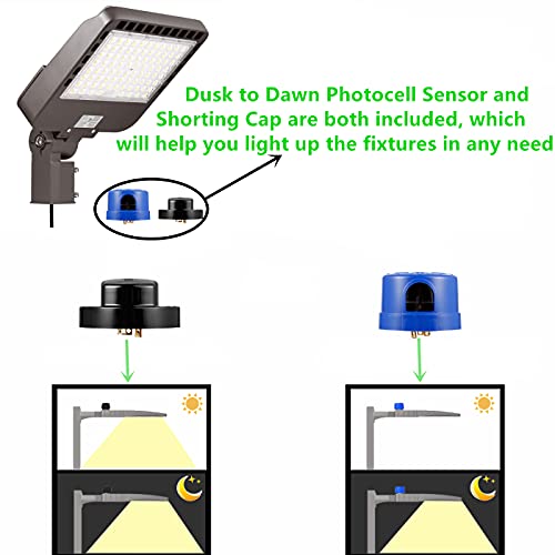 WHLED 200W Outdoor LED Parking Lot Light with Slip Fitter, 5000K Daylight 28000LM 750W HPSHID Equiv,[Dusk to Dawn Photocell&Shorting Cap Included] ETL Commercial Lighting Fixture Bronze