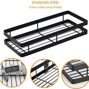 Metal Spice Rack Wall Mount Floating Shelves 2 Pack Black Storage organizer for Cabinet Door Pantry Kitchen Bathroom Supplies (9.8inches length)