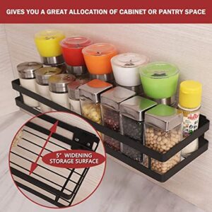 Metal Spice Rack Wall Mount Floating Shelves 2 Pack Black Storage organizer for Cabinet Door Pantry Kitchen Bathroom Supplies (9.8inches length)