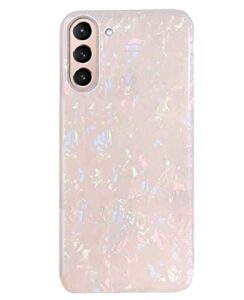 j.west galaxy s21 case 5g 6.2-inch, luxury sparkle glitter translucent clear opal pearly thinfoil design shiny graphic print soft silicone cover for women girls slim tpu protective phone case colorful