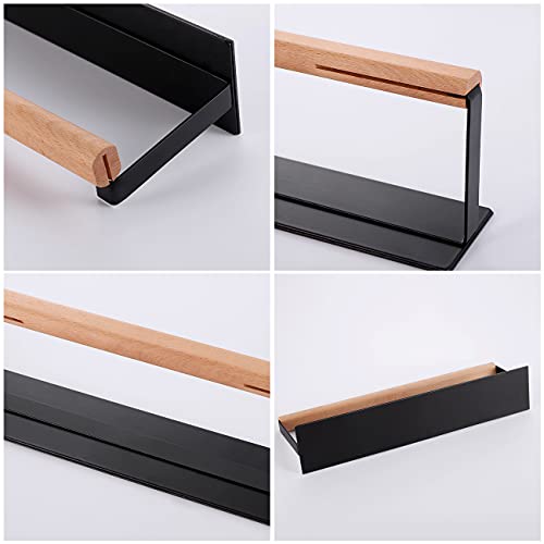 KES Magnetic Paper Towel Holder, Black Paper Towel Holder for Refrigerator, Wood & Metal Paper Towel Roll Holder, KPH502MA-BK