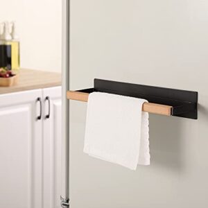 KES Magnetic Paper Towel Holder, Black Paper Towel Holder for Refrigerator, Wood & Metal Paper Towel Roll Holder, KPH502MA-BK