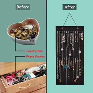 ZFZGFRCS Hanging Jewelry Organizer, Large Capacity and Organizer Storage for Hanging Necklaces, Bracelets, Earring Chains, Anklets, etc. (Black)