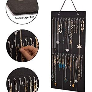 ZFZGFRCS Hanging Jewelry Organizer, Large Capacity and Organizer Storage for Hanging Necklaces, Bracelets, Earring Chains, Anklets, etc. (Black)