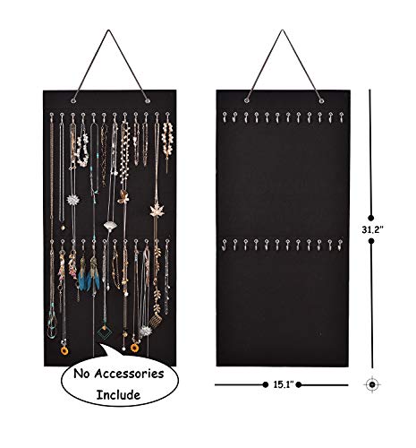 ZFZGFRCS Hanging Jewelry Organizer, Large Capacity and Organizer Storage for Hanging Necklaces, Bracelets, Earring Chains, Anklets, etc. (Black)