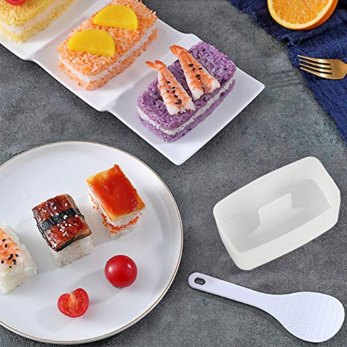 2 Pack Non Stick Musubi Maker Press with Small Rice Paddle, Sushi Making Kit Onigiri Mold Luncheon Meat Press Hawaiian Musubi Maker Mold (White)