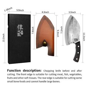 TAN TIE JIANG manual forged Chopper Knife - 7 inch Meat Cleaver Chopping Knife - Quan Tang knife - high carbon steel - Kill fish knife - Black color wooden handle- With leather knife cover
