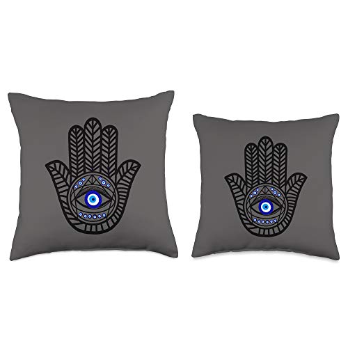 Nazar eye Nazar Turkish Evil Eye Protection Hand of Hamsa Throw Pillow, 18x18, Multicolor