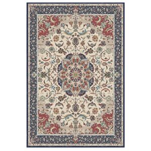 RUGGABLE Sima Washable Rug - Perfect Vintage Area Rug for Living Room Bedroom Kitchen - Pet & Child Friendly - Stain & Water Resistant - Royal Blue 6'x9' (Standard Pad)