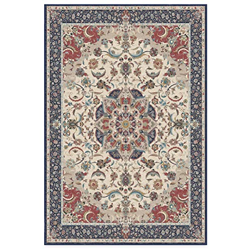 RUGGABLE Sima Washable Rug - Perfect Vintage Area Rug for Living Room Bedroom Kitchen - Pet & Child Friendly - Stain & Water Resistant - Royal Blue 6'x9' (Standard Pad)
