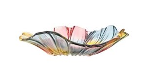 yitongda tabletop crystal glass fruit plates bowlfor dessert plate cake plate glass colorful candy snack bowl,art glass bowl flower-shaped design ，11 inch diameter (muti-color)