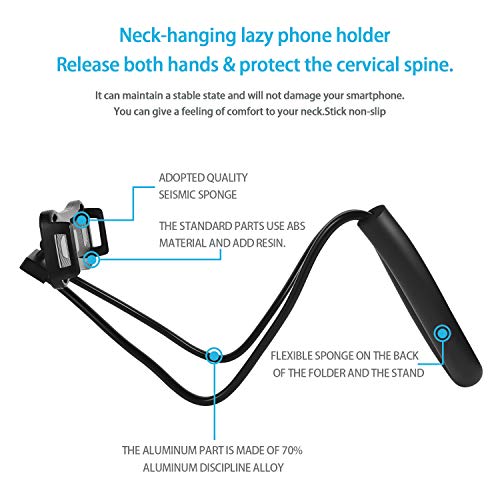 YUNLEJP Gooseneck Lazy Neck Phone Holder,Universal Mobile Phone Stand, Lazy Bracket, Flexible Mount Stand,Universal Mobile Phone Stand with Remote for Taking Videos & Group Photos (Black)