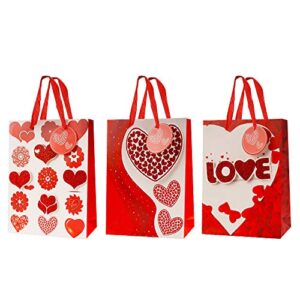 6 pcs valentine's day gift bags, love theme favor bags with handle and heart-shaped tags for mothers day or mother's day party supplies