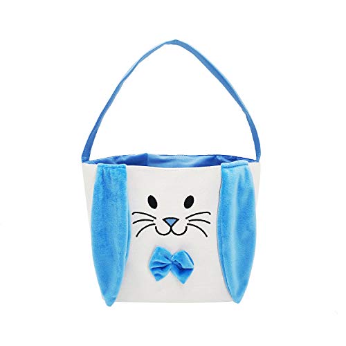 LO LORD LO Easter Bunny Baskets Easter Bag Bucket for Easter Egg Hunt Stuffers with Fluffy Ears for Kids (fluffy-green)