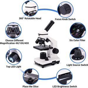 Microscope,Compound Monocular Microscope 40X-2000X for Kids,Adults and Students, Precision Biological Science Education Microscope with Kits