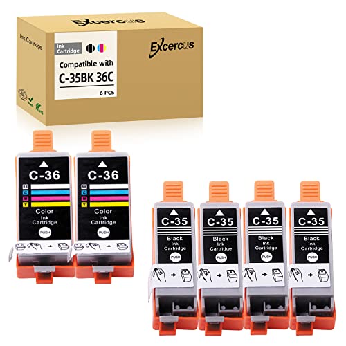 6 PK 35 36 Ink Cartridge Replacement for Canon PGI-35 CLI-36 Ink Cartridge (Pixma iP110 iP100 Ink Cartridges) (4B,2C),Used for Canon Pixma iP110 iP100 TR150 Mini260 Mini 320 Printers