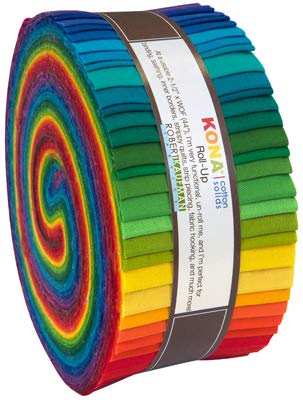 Roll-Ups Kona® New Classic Palette 2.5" Fabric Strips Robert Kaufman Jelly Roll Fabric Bundle Quilter's Cotton Solids Precuts (M525.23)