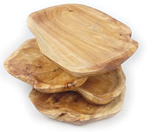 EWEIGEER Wood Fruit Snack Dish Hand-Carved Candy Dish Natural Handmade Wooden Serving Tray Wood Root Carved Dish Fruit Bowl 12.5"