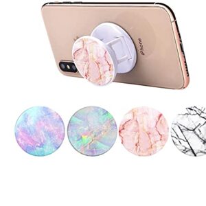 IYAYUHE Multi-Function Cell Phone Stand,Rose Gold Pink White Marble Expanding Stand Grip for Smartphones and Tablets (4 Pack)