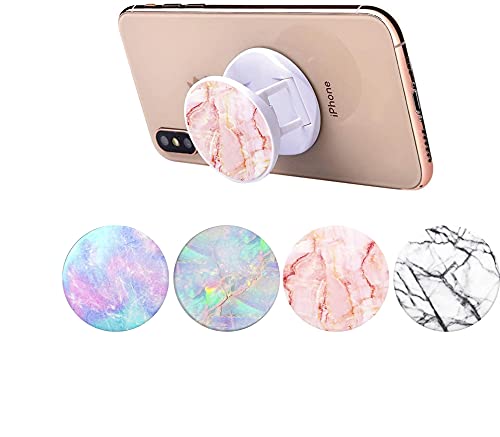 IYAYUHE Multi-Function Cell Phone Stand,Rose Gold Pink White Marble Expanding Stand Grip for Smartphones and Tablets (4 Pack)