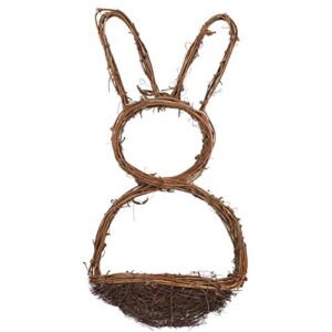 amosfun grapevine wreath rabbit shape basket vine branch wreath decorative wooden twig for easter diy crafts door house holiday party decoration