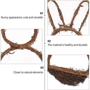 Amosfun Grapevine Wreath Rabbit Shape Basket Vine Branch Wreath Decorative Wooden Twig for Easter DIY Crafts Door House Holiday Party Decoration