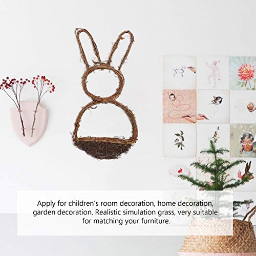 Amosfun Grapevine Wreath Rabbit Shape Basket Vine Branch Wreath Decorative Wooden Twig for Easter DIY Crafts Door House Holiday Party Decoration