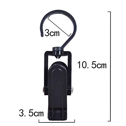 ccHuDE 12 Pcs 4.1 inch Plastic Strong Swivel Hook Rotating Laundry Hanging Hook Clothes Pins Beach Towel Clips Black