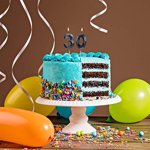 2 Pieces Number Candles 30 Candles Cake Decorating 30th Birthday Candles Cake Topper Candles for Reunions Theme Party Anniversary Birthday Party Supplies (Black,2 Inch)