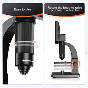 LCD Digital Microscope - 2000X Biological Microscope with Digital&Microbial Lens - Opqpq Electronic Microscope with 7'' IPS Display, 10 LED Lights, 12MP Camera, Windows/Mac OS Compatible