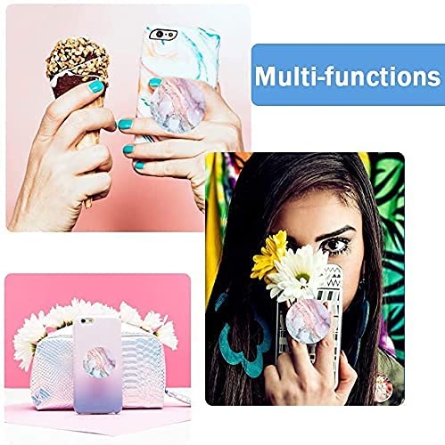 IYAYUHE Multi-Function Cell Phone Stand, Sunflower Modern Grey Florals White Daisy Expanding Stand Grip for Smartphones and Tablets (4 Pack)