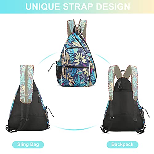 Sucipi Pickleball Bag Pickleball Backpack for Women Men Tennis Bag Tennis Backpack Reversible Pickleball Paddle bag Tennis Rackets Bags for Ladies Purple Leaf