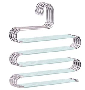 devesanter pants hangers space save non-slip 4 pack s-shape trousers hangers stainless steel clothes hangers closet storage organizer for pants jeans scarf hanging green