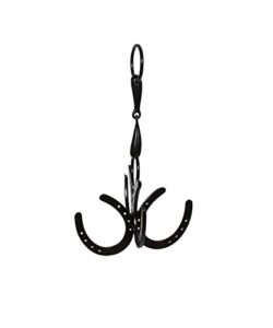 tack room studio solid brass 4 horseshoe hanging cleaning hook (black)