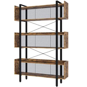 rolanstar bookshelf 6 tier, bookcases and bookshelves with top edge, 71" large etagere bookshelf open display shelves with metal frame for living room bedroom home office, rustic brown