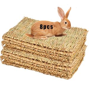 grass mat for rabbit bunny chew toys woven bed mat for guinea pig chinchilla squirrel hamster cat dog and small animal (8pcs grass mat)