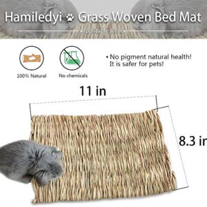 Grass Mat for Rabbit Bunny Chew Toys Woven Bed Mat for Guinea Pig Chinchilla Squirrel Hamster Cat Dog and Small Animal (8PCS Grass mat)