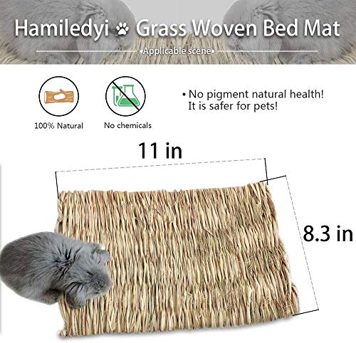 Grass Mat for Rabbit Bunny Chew Toys Woven Bed Mat for Guinea Pig Chinchilla Squirrel Hamster Cat Dog and Small Animal (8PCS Grass mat)