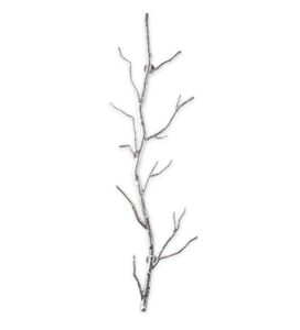 vivaterra recycled metal branch wall rack, 3'l x 9"w x 6"d, decorative cast iron tree branch wall rack with 15 hooks for coats, hats, & bags for the entryway, bathroom, and bedroom (silver)