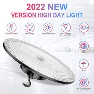 200W UFO LED High Bay Light 800W MH/HPS Equivalent 30,000lm 5000K Dimmable High Bay LED Shop Light (Dimmer Remote Controller Included) UL DLC Approved Warehouse Lights 5' Cable AC 100-277V