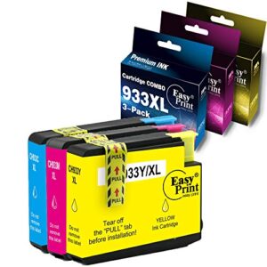 easyprint compatible (cyan, magenta, yellow) 932xl 933xl ink cartridges 932, 933 work with hp officejet 6600, officejet 6700, officejet 7612, officejet 7610 printer, total 3-pack