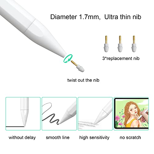 Ailun Stylus Pen with Palm Rejection,Active Pencil for iPad (2018-2022) for Precise Writing Drawing